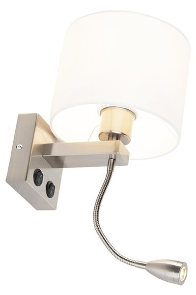 Lampa de perete moderna din otel cu abajur alb - Brescia