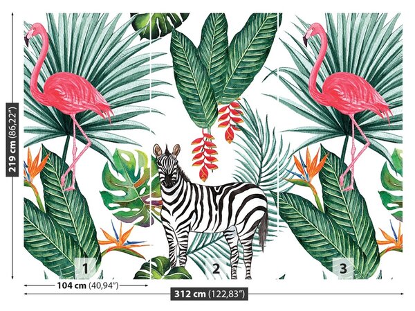 Fototapet Zebra și Flamingo
