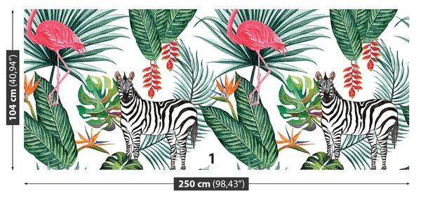 Fototapet Zebra și Flamingo