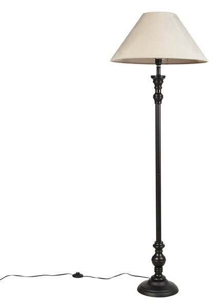 Lampă de podea neagră cu nuanță de velur taupe 55 cm - Classico