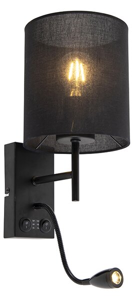 Lampă de perete modernă neagră cu abajur de bumbac - Stacca