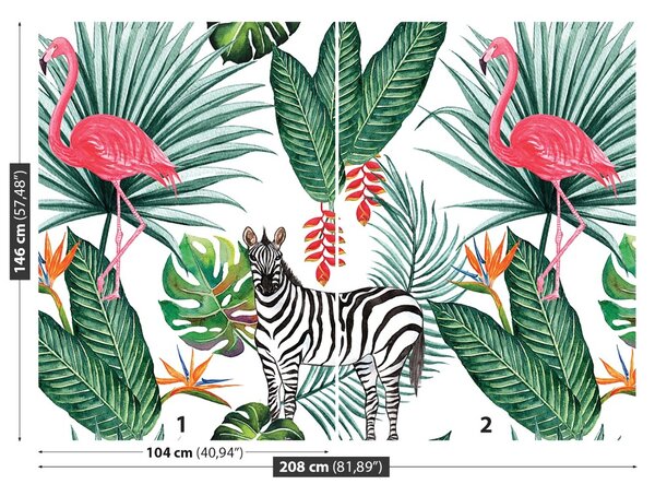 Fototapet Zebra și Flamingo