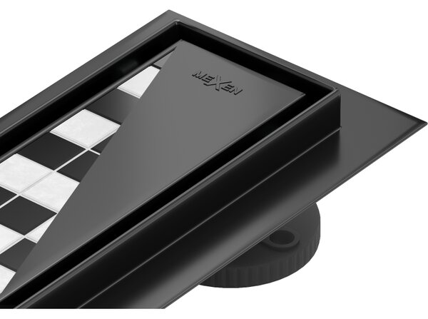 Mexen Flat 360°, canal de duș din oțel inoxidabil model M13 2 în 1 pentru pozarea gresie 50 cm, negru mat, 1710050-40