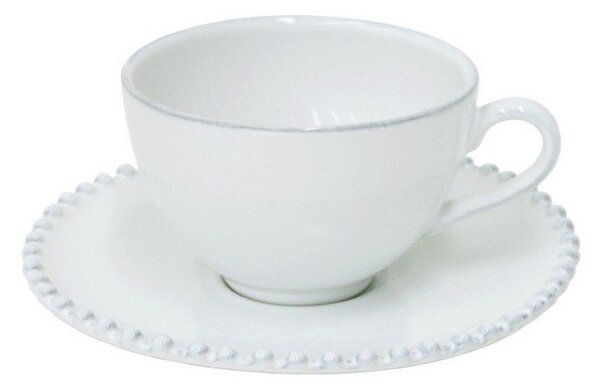 Ceașcă și farfurioară din gresie ceramică Costa Nova Pearl, 250 ml, alb