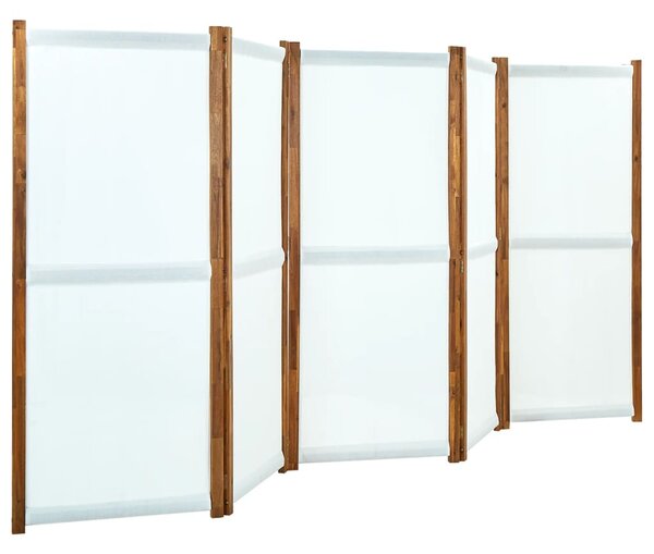 Paravan de cameră cu 5 panouri, alb crem, 350x170 cm