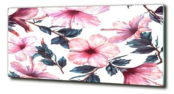 Tablou pe pe sticlă flori de hibiscus