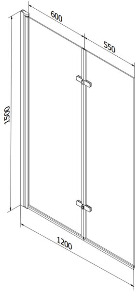 Mexen Castor paravan pentru cadă 2-canate 120 x 150 cm, mat, auriu - 892-120-002-50-30