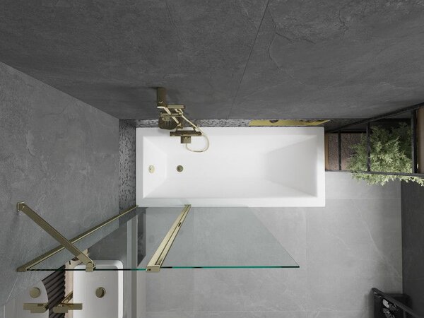 Mexen Flip paravan de baie 2-panouri 100 x 150 cm, transparent, auriu - 894-100-101-50-00