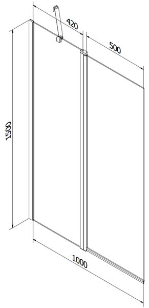 Mexen Flip, paravan de baie cu 1 aripă 100 x 150 cm, sticlă mată 6 mm, profil negru, 894-100-101-70-30