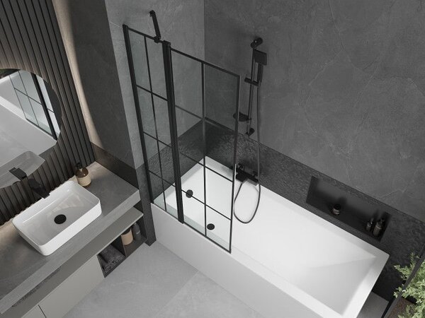 Mexen Flip paravan de duș pliabil cu 2 uși 80 x 150 cm, grilaj negru, negru - 894-080-101-70-77