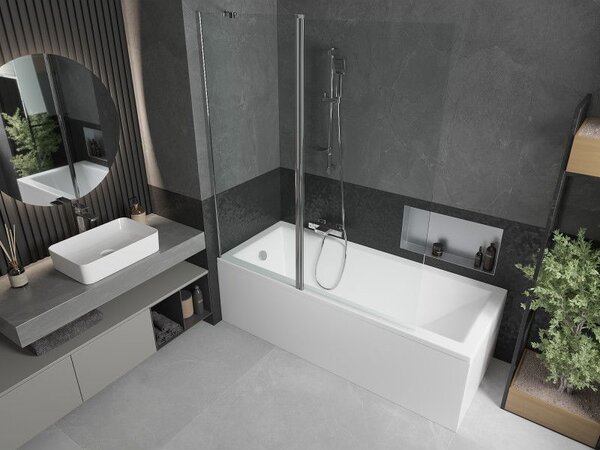 Mexen Flip paravan de cadă cu 2 canaturi 140 x 150 cm, transparent, crom - 894-140-101-01-00