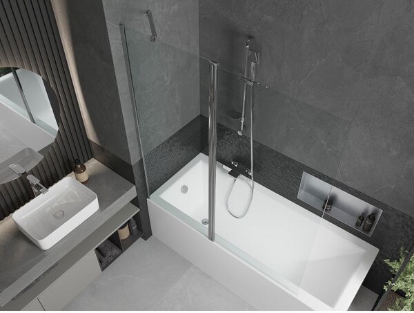Mexen Flip paravan de cadă cu 2 canaturi 140 x 150 cm, transparent, crom - 894-140-101-01-00