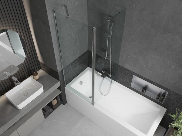 Mexen Flip paravan de cadă cu 2 canaturi 140 x 150 cm, transparent, crom - 894-140-101-01-00
