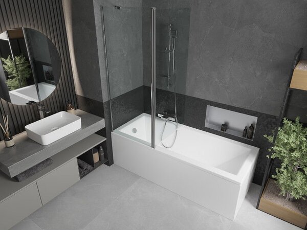 Mexen Flip paravan de cadă cu 2 canaturi 140 x 150 cm, transparent, crom - 894-140-101-01-00