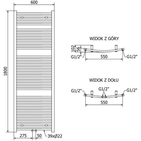 Mexen Ares radiator de baie 1800 x 600 mm, 958 W, alb - W102-1800-600-00-20