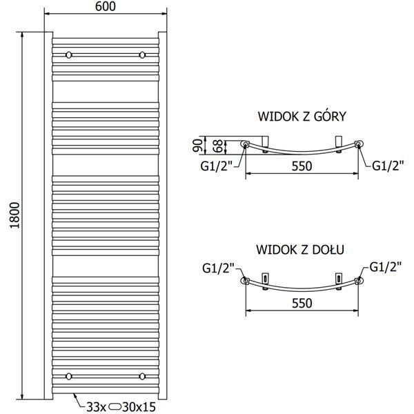 Mexen Helios radiator de baie 1800 x 600 mm, 990 W, alb - W103-1800-600-00-20