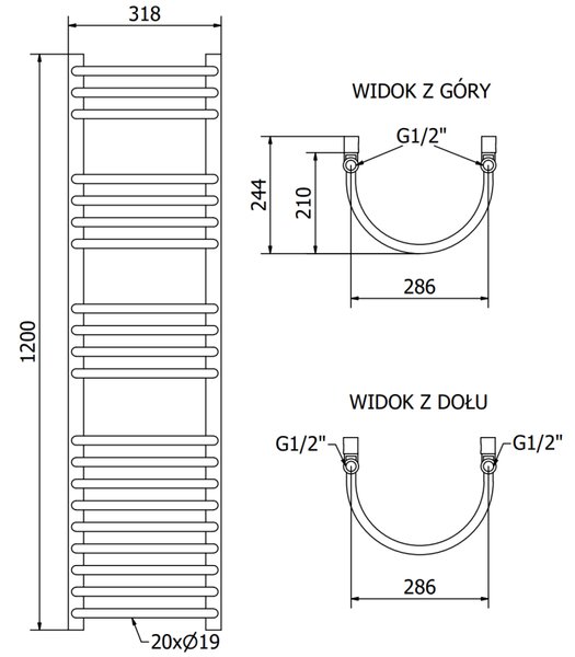 Mexen Eros radiator baie 1200 x 318 mm, 421 W, alb - W112-1200-318-00-20