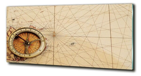 Tablou Printat Pe Sticlă Compass pe hartă