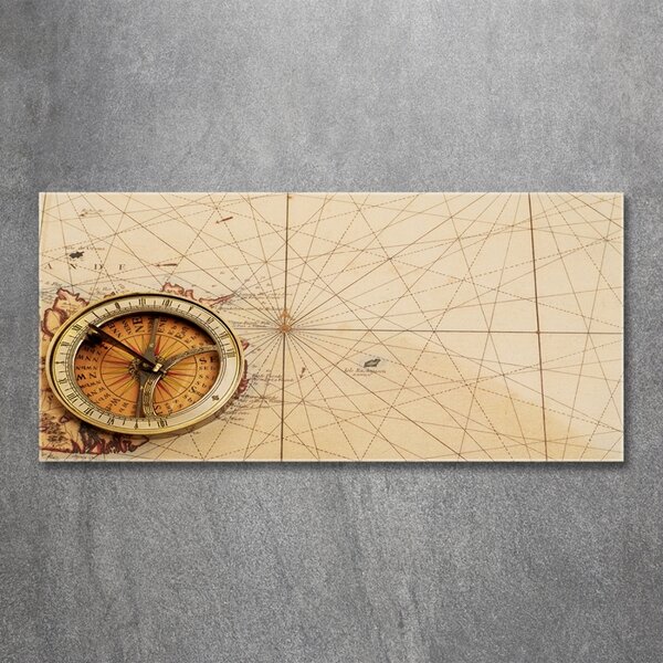 Tablou Printat Pe Sticlă Compass pe hartă