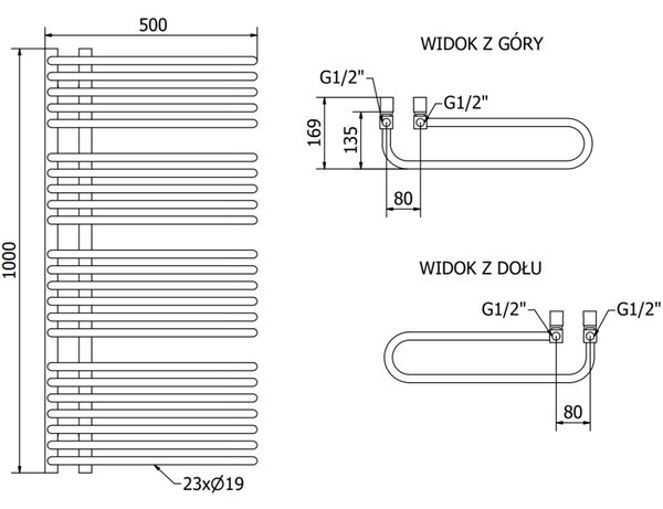 Mexen Amor radiator baie 1000 x 500 mm, 809 W, negru - W120-1000-500-00-70