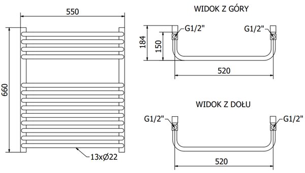 Mexen Apollo radiator baie 660 x 550 mm, 386 W, negru - W117-0660-550-00-70