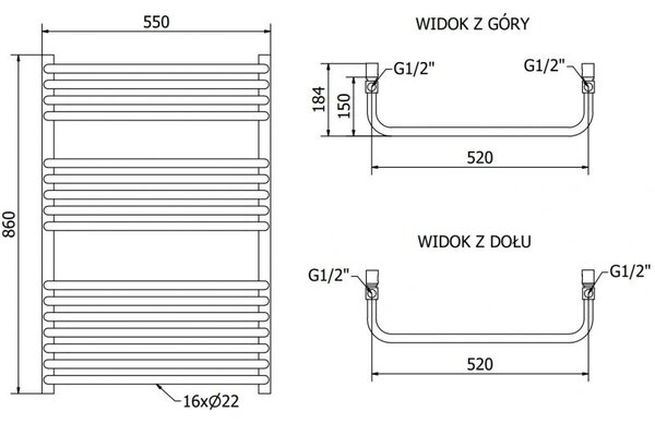 Mexen Apollo radiator de baie 860 x 550 mm, 481 W, alb - W117-0860-550-00-20
