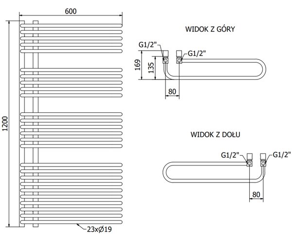 Mexen Amor radiator de baie 1200 x 600 mm, 1083 W, negru - W120-1200-600-00-70
