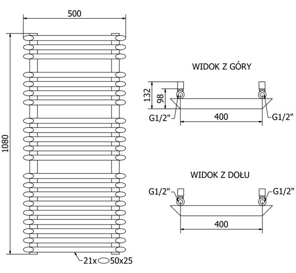 Mexen Akan radiator de baie 1080 x 500 mm, 784 W, alb - W121-1080-500-00-20