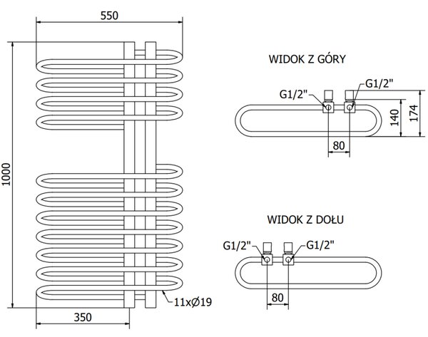 Mexen Ops radiator baie 1000 x 550 mm, 517 W, alb - W122-1000-550-00-20