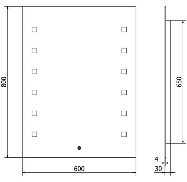 Mexen Ner, oglinda baie LED cu iluminare din spate 60x80 cm, 6000K, anti-aburire, 9809-060-080-611-00