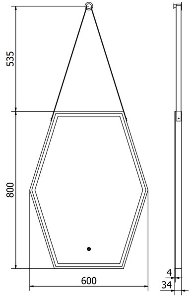 Mexen Orla, oglinda baie LED cu iluminare din spate si rama neagra 60x80 cm, 6000K, anti-aburire, 9815-060-080-611-70