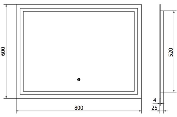 Mexen Miko, oglinda baie LED cu iluminare din spate 80 x 60 cm, 6000K, anti-aburire, 9819-080-060-611-00