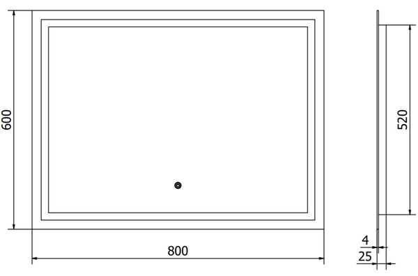 Mexen Miko, oglinda baie LED cu iluminare din spate 100 x 80 cm, 6000K, anti-aburire, 9819-100-080-611-00