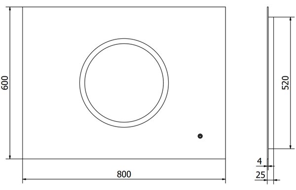 Mexen Koga, oglinda baie LED cu iluminare din spate 80 x 60 cm, 6000K, anti-aburire, 9821-080-060-611-00
