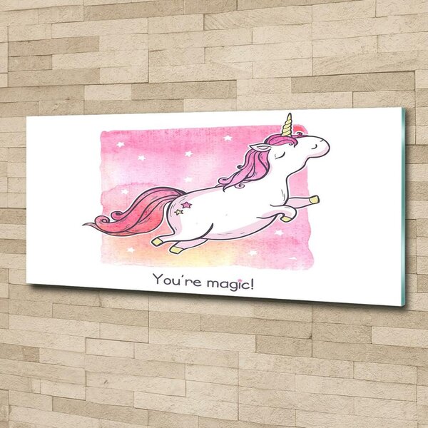 Tablou sticlă unicorn roz