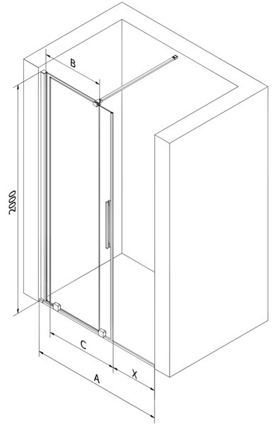 Mexen Velar, usa de dus culisanta pentru deschidere 130 cm, sticla gri 8mm, auriu lucios, 871-130-000-41-50