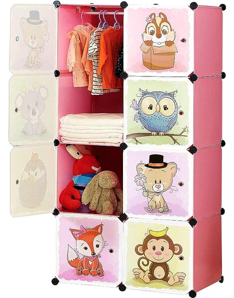 Dulap portabil pentru haine cu desene animate 74x147x37 cm din Plastic