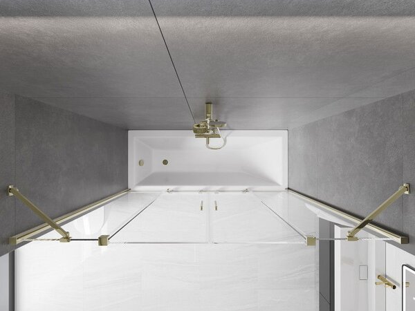 Mexen Velar Duo paravan de cadă cu 2 aripi, glisant, 180 x 150 cm, transparent, auriu - 896-180-000-02-50