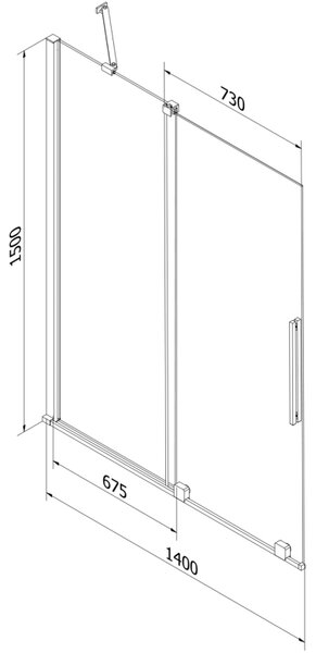 Mexen Velar paravan de cadă cu 2 canaturi culisante 140 x 150 cm, transparent, negru - 896-140-000-01-70
