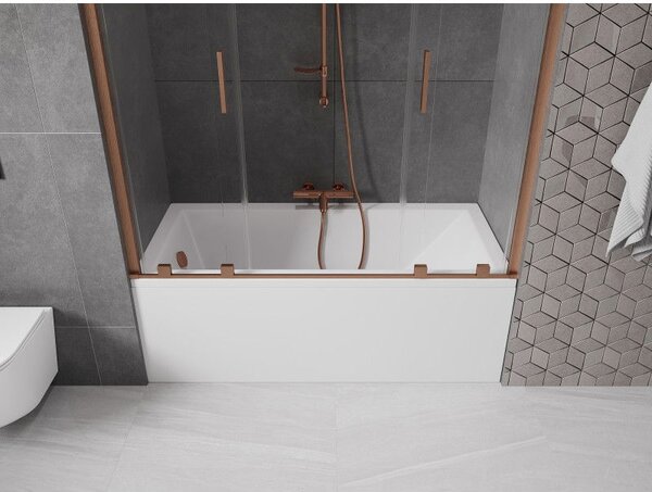 Mexen Velar Duo paravan pentru cadă cu 2 canate glisante 160 x 150 cm, transparent, cupru periat - 896-160-000-02-65