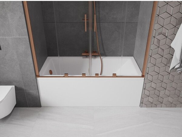 Mexen Velar Duo paravan pentru cadă cu 2 canate glisante 160 x 150 cm, transparent, cupru periat - 896-160-000-02-65