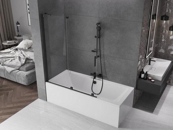 Mexen Velar paravan cadă de baie cu 2 aripi glisante 130 x 150 cm, transparent, negru - 896-130-000-01-70