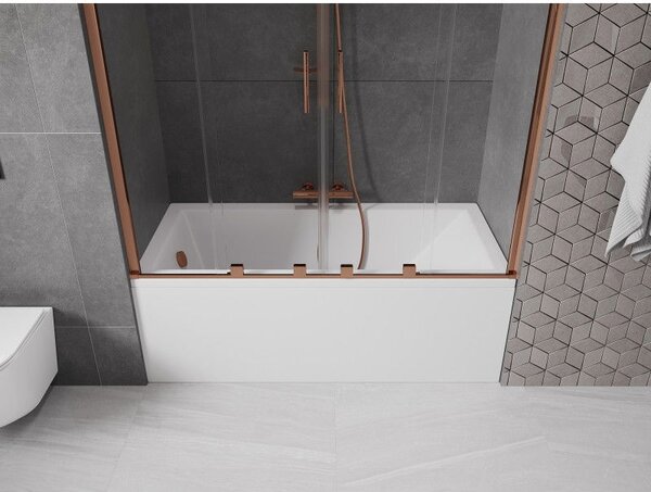 Mexen Velar Duo paravan pentru cadă cu 2 aripi glisante 160 x 150 cm, transparent, aur roz - 896-160-000-02-60