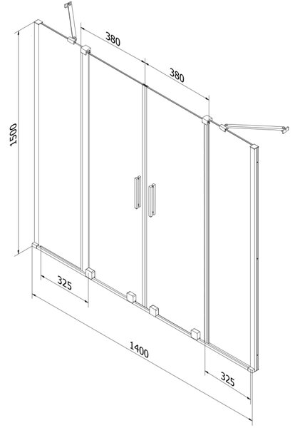 Mexen Velar Duo, paravan de baie glisant cu 2 aripi 140 x 150 cm, sticlă transparentă de 8 mm, profil cromat, 896-140-000-02-01