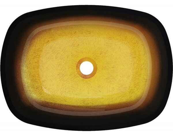 Mexen Araks chiuvetă de sticlă pe blat 54 x 39 cm, aurie închisă - 24155451