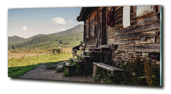Tablou Printat Pe Sticlă Casa de lemn de munte