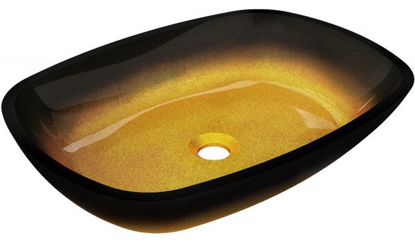 Mexen Araks chiuvetă de sticlă pe blat 54 x 39 cm, aurie închisă - 24155451