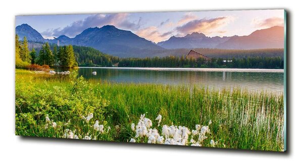 Fotografie imprimată pe sticlă Lacul în munți
