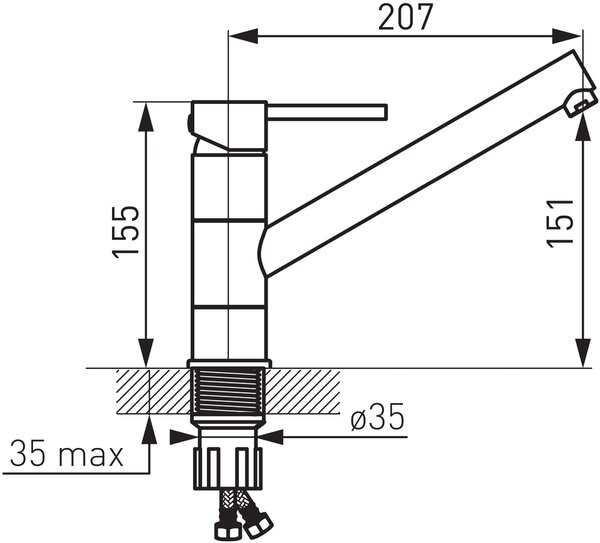 FDesign Flusso baterie bucătărie pe picior galben FD1-FLS-4-55