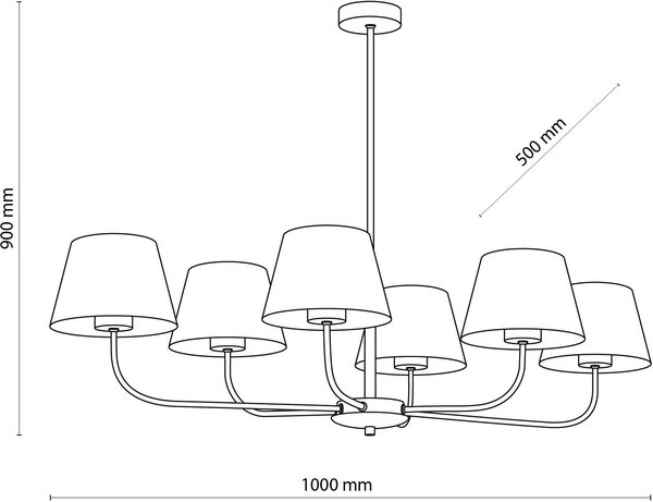 TK Lighting Chicago lampă suspendată 6x60 W negru 3999